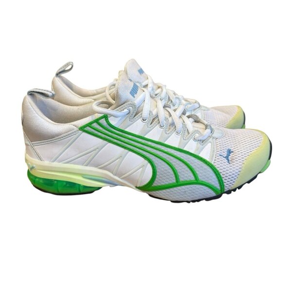 Puma Cell Voltaic Shoe Sneaker 181863 27 White Neon Green Womens Size 8 HTF - Picture 1 of 9